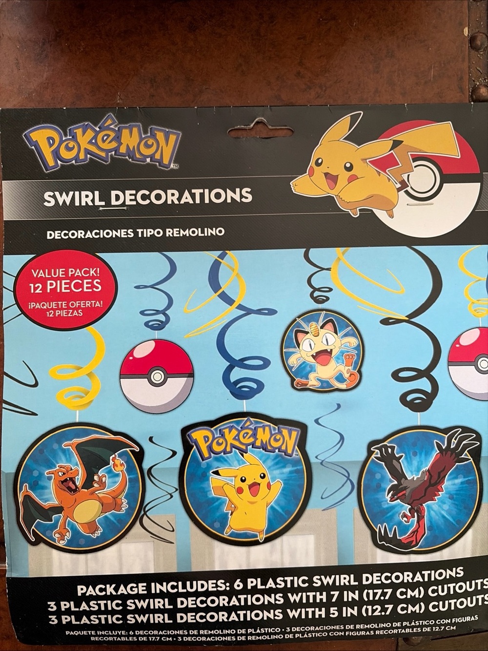Pokemon Swirl Decorations - Blue, Yellow, Black, Red